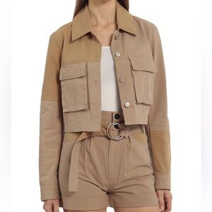 Avec Les Filles Womens Juniors
Cropped Cotton  Utility Jacket